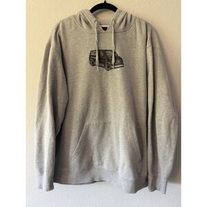 Vans Off the Wall Graphic Van Gray Hoodie Sweatshirt Size XL Relaxed Y2K